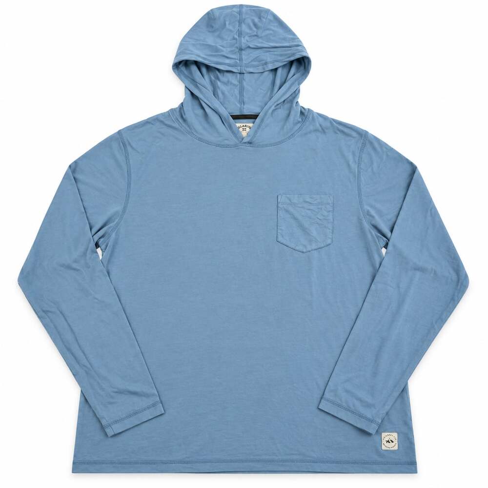 Fish Hippie Men's Blue Long Sleeve Pocket Hoodie Sun Shirt Size XL